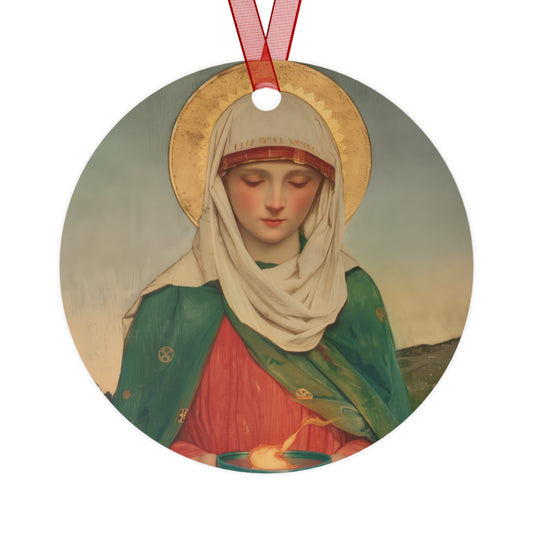 Saint Brigid of Ireland / Kildare Metal Ornament - Religious Holiday Christmas Keepsake - Religious Catholic Tree Ornament - Christmas Gift