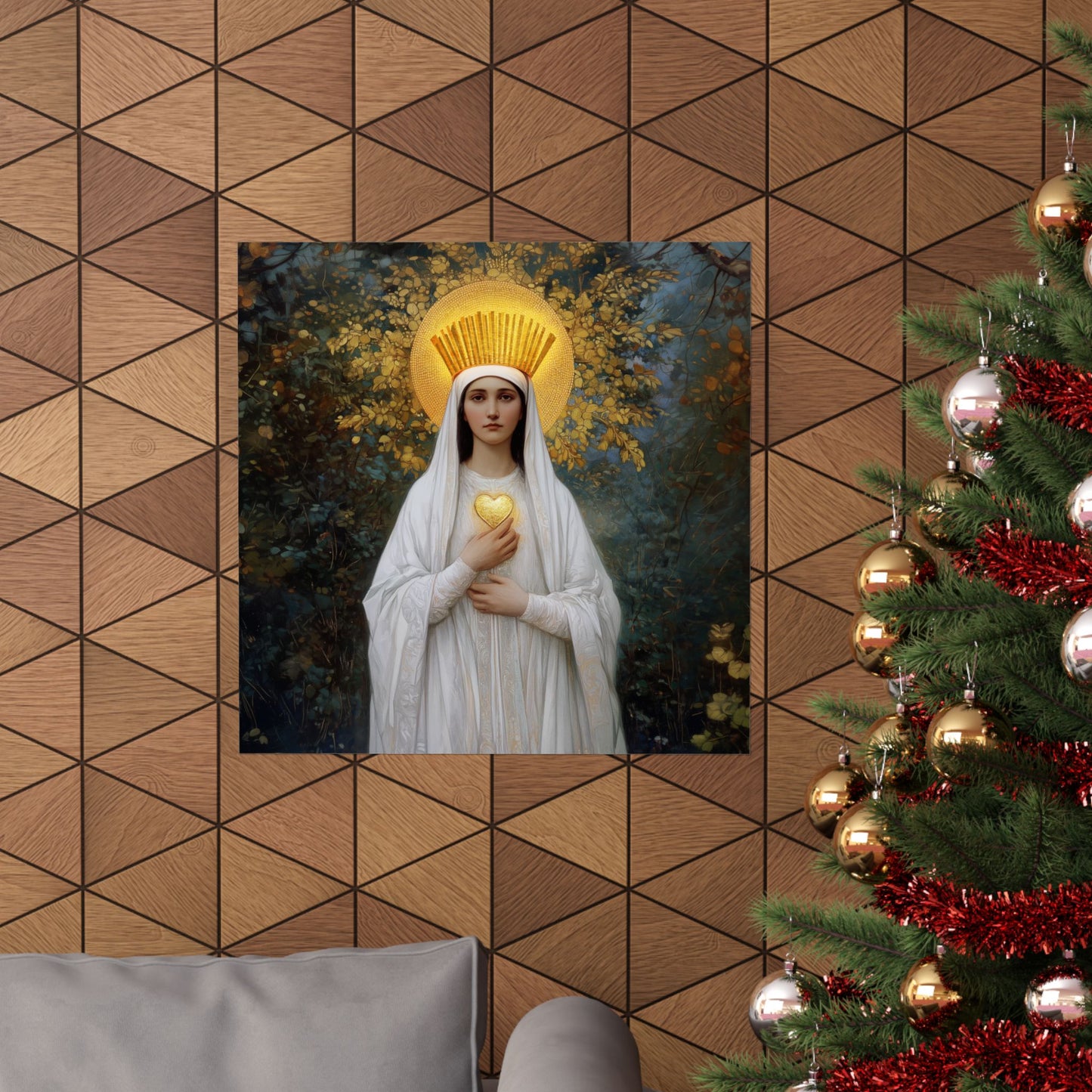Our Lady of Beauraing - Our Lady of the Golden Heart - Marian Art - Sanctified Souls Print - Multiple Sizes - Premium Vertical Posters