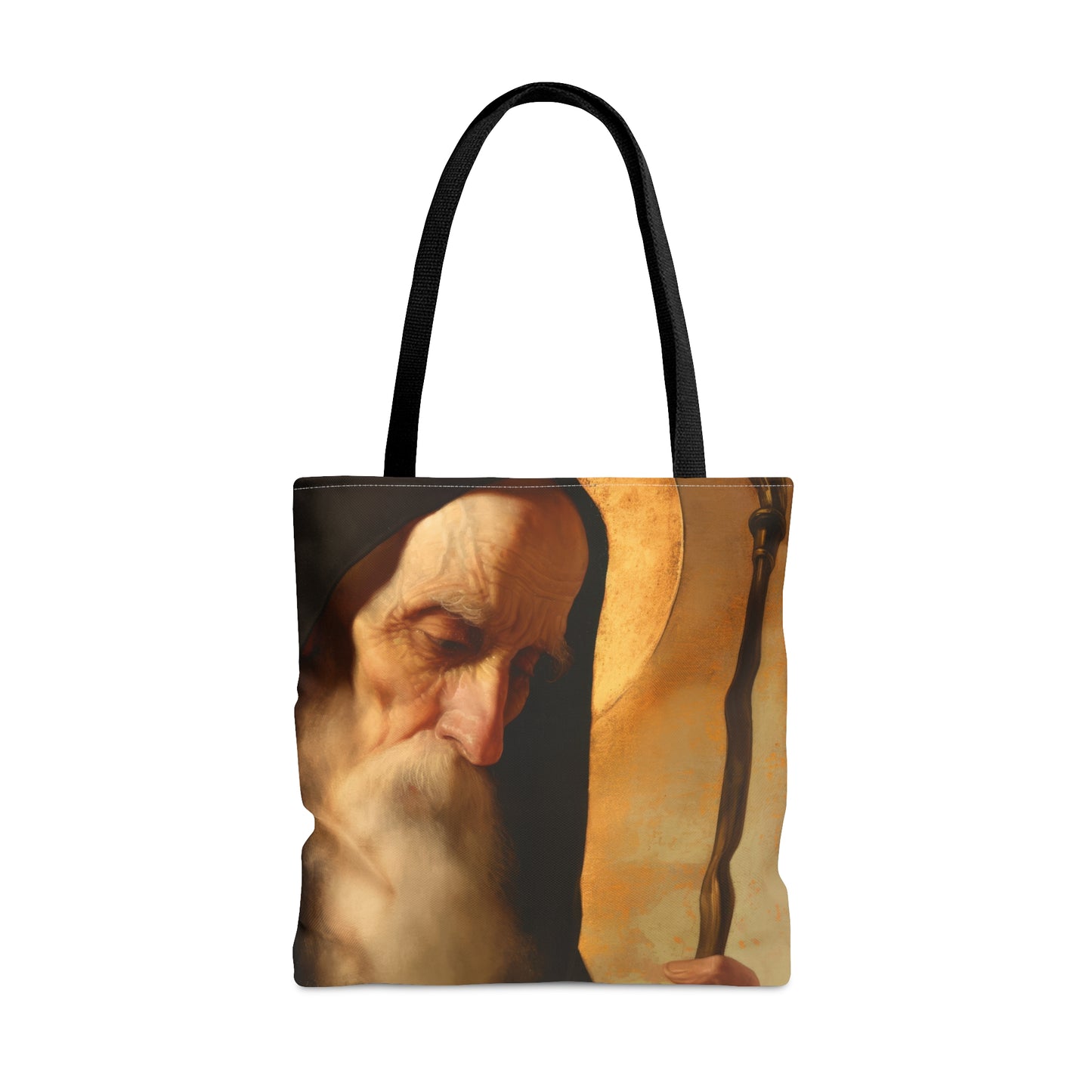 Saint Benedict  - Tote Bag - Large Medium Small Faith Art Bag - Bible Study Faith Purse - Double Sided