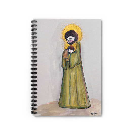 Saint Joseph Catholic Spiral Notebook | St Joseph Christian Journal | Hand-Drawn Sacred Art Notebook | Religious Notebook