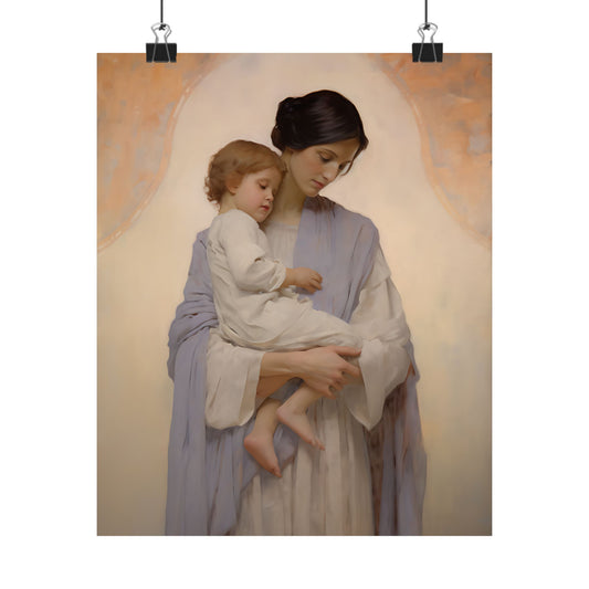 Celestial Bond Print - Sanctified Souls Print - Multiple Sizes - Premium Matte Poster - Mother's - Nursery Art - Mother and Baby