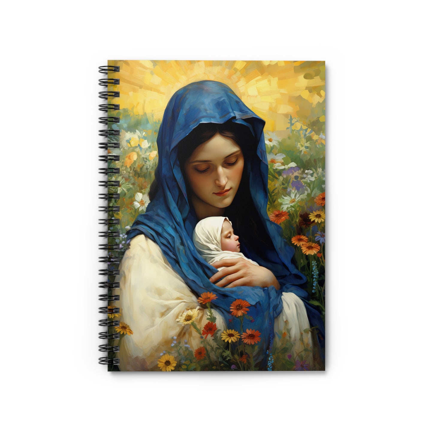 Graceful Maternity : The Virgin Mary and the Infant Savior - Sanctified Souls Art - Religious Based Notebook - Spiral Notebook - Ruled Line