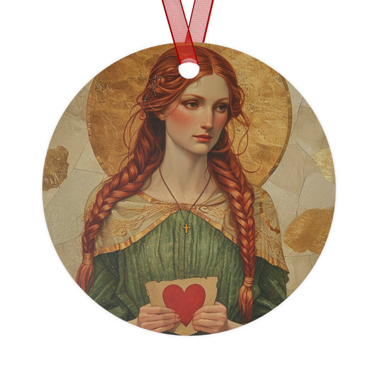 Saint Dwynwen Metal Ornament - Religious Holiday Christmas Ornament and Keepsake - Double sided - Prayer Ornament