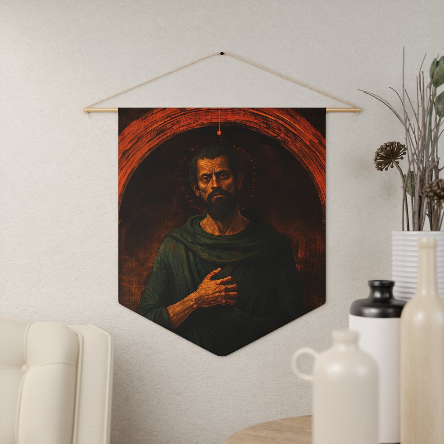 Saint Bartholomew Wall Banner / Wall Hanging - Unique Religious Art for your home - Prayer room - Catholic Home Art - 18" x 21"