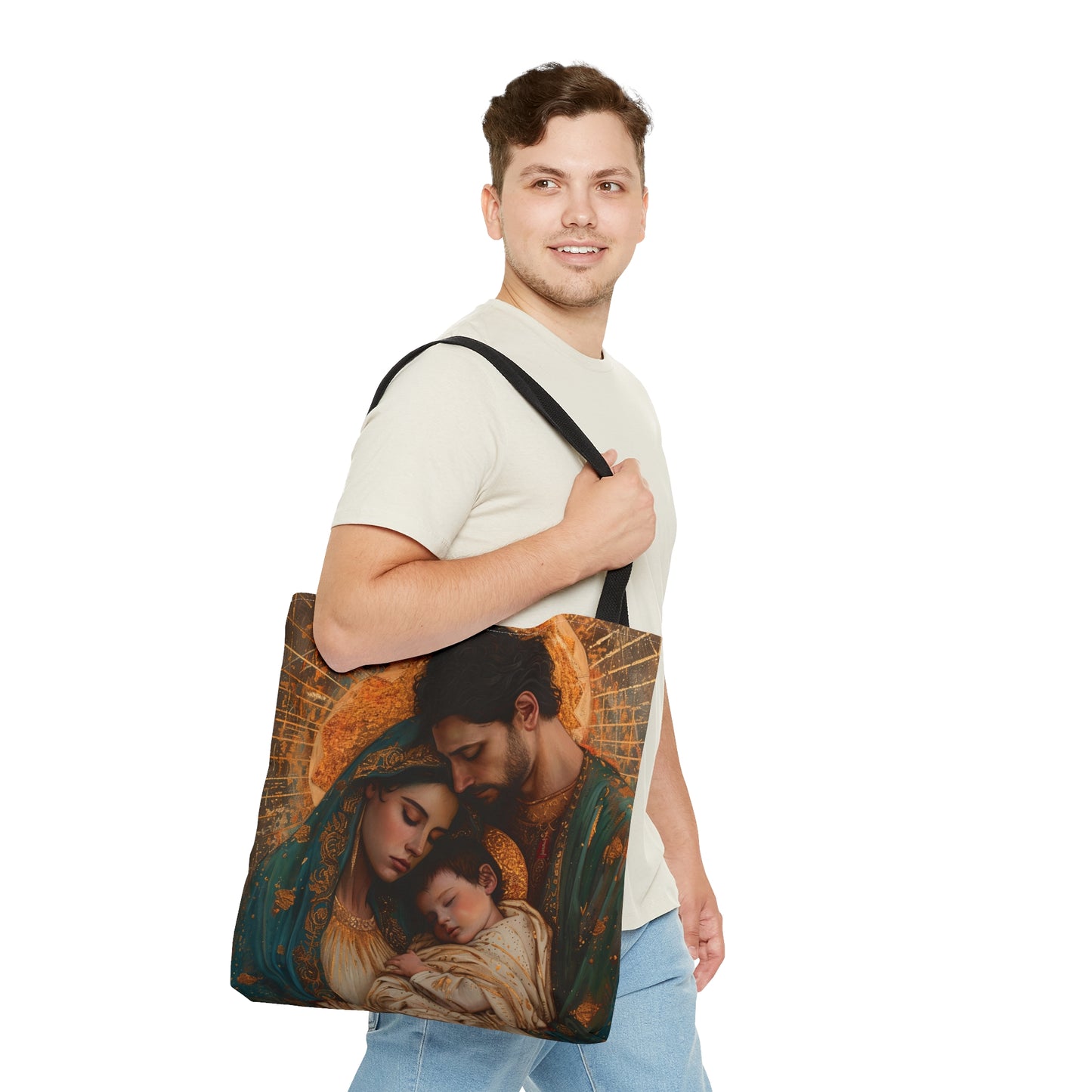 Divine Harmony - The Holy Family Tote Bag - Purse - Three sizes - Large Medium Small Art Bag - Catholic faith carry-all purse - Double Sided