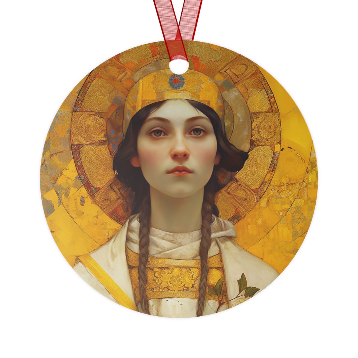 Saint Agatha Metal Ornament - Religious Holiday Christmas Ornament and Keepsake - Double sided Keepsake Religious Ornament