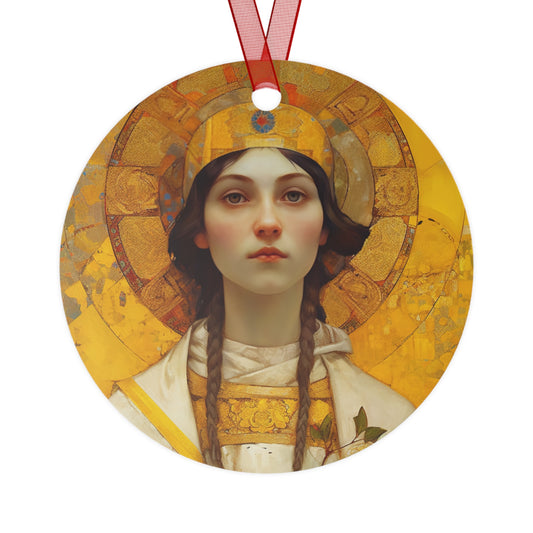 Saint Agatha Metal Ornament - Religious Holiday Christmas Ornament and Keepsake - Double sided Keepsake Religious Ornament