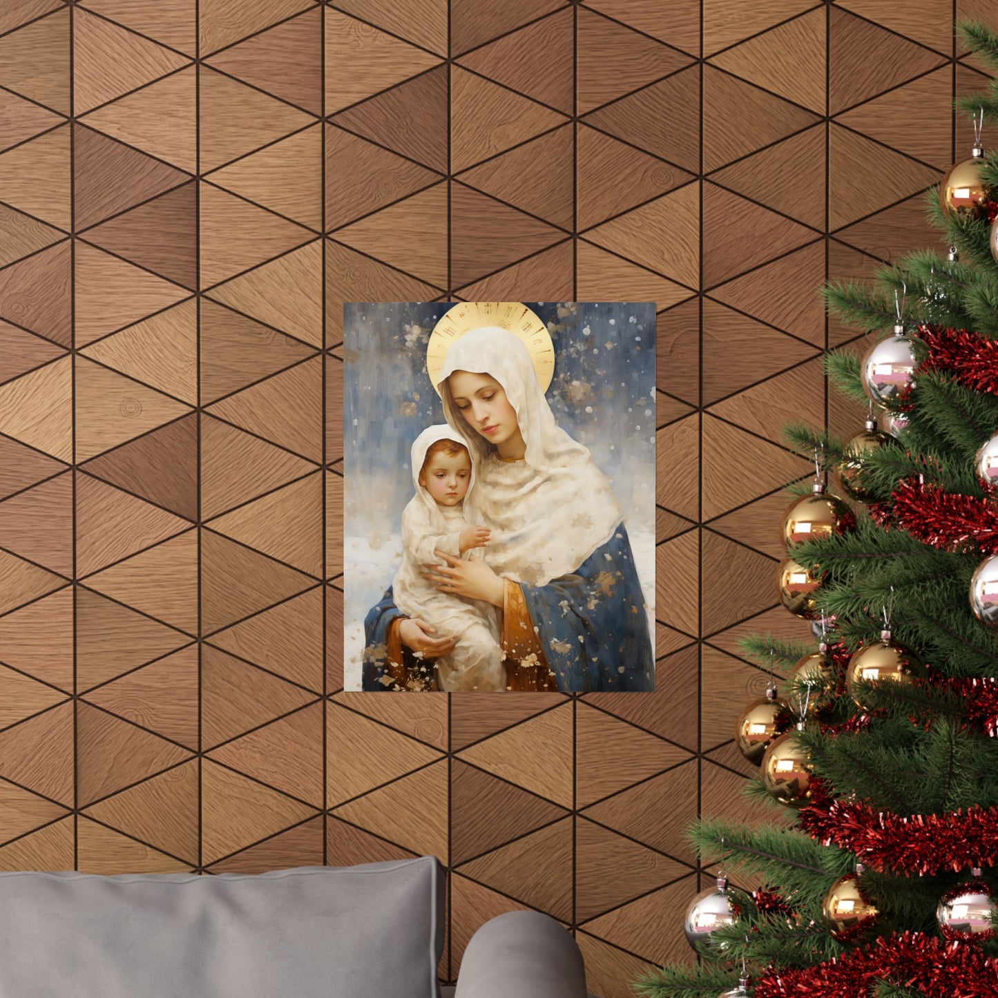 Winter's Grace : Our Lady of the Snows Print - Sanctified Souls Print - Multiple Sizes - Premium Matte Vertical Posters