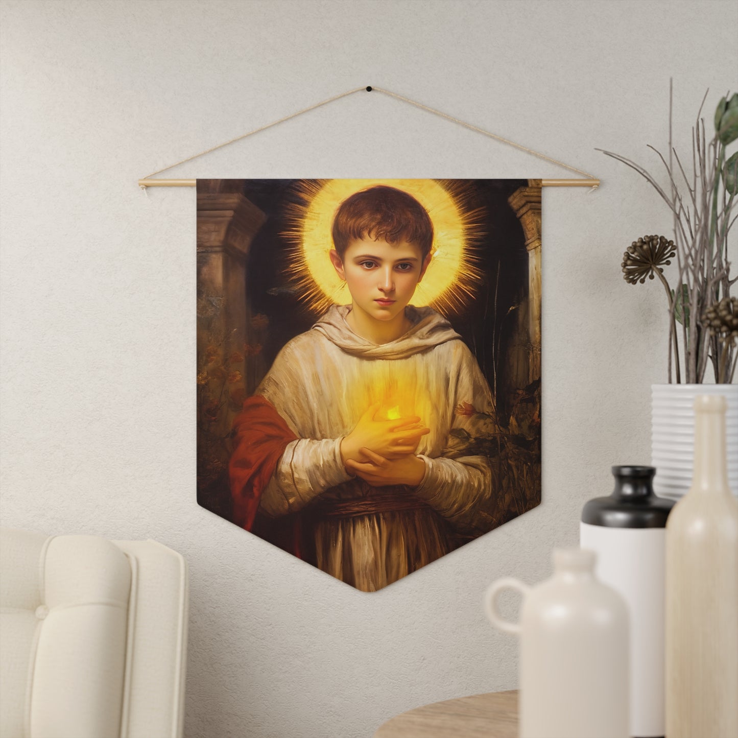 Saint Tarsicius/Tarcisius Banner / Wall Hanging / Pennant - Prayer room - Catholic Art - Saint Art - Large Saint Print - 18" x 21"