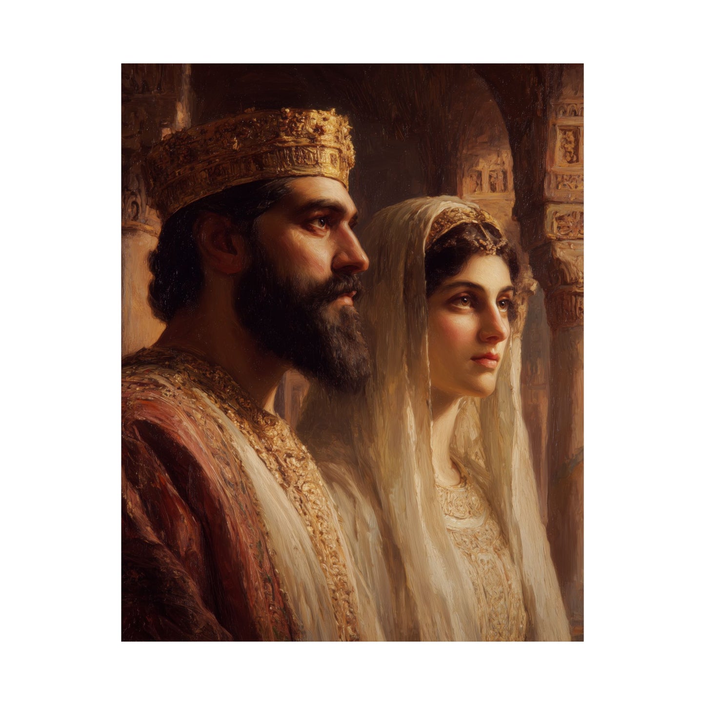 King Xerxes and Queen Esther - Sanctified Souls Print - Multiple Sizes - Premium Matte Vertical Posters