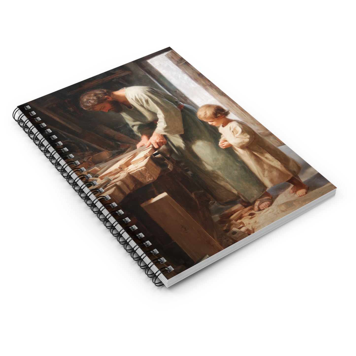 Saint Joseph the Worker  - Sanctified Souls Art - Religious Based Notebook - Spiral Notebook - Ruled Line