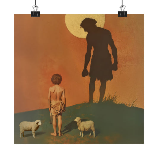 The Victor Had No Sword - David and Goliath - Sanctified Souls Print - Multiple Sizes - Premium Matte Vertical Posters - Bible Story