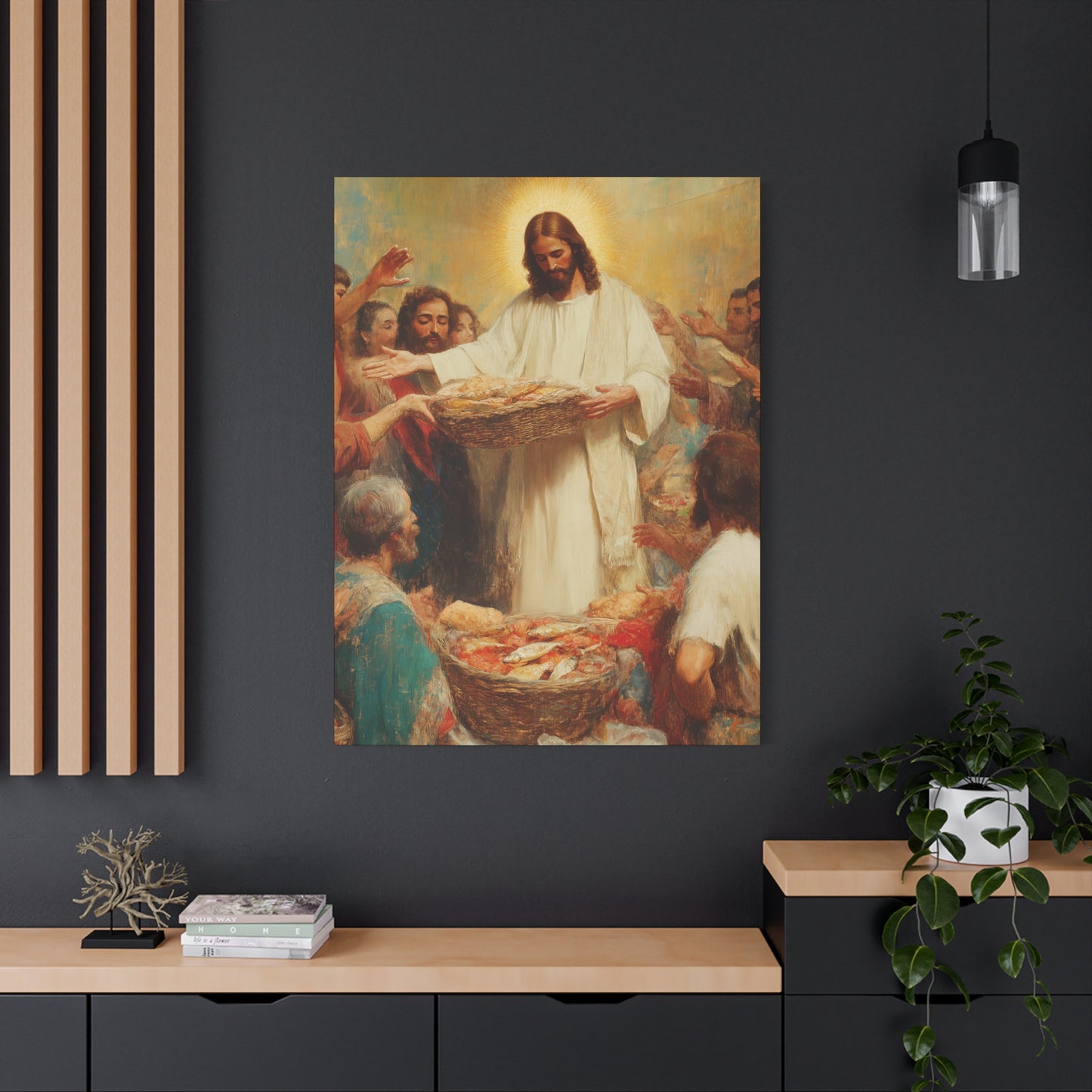 The Quiet Multiplication of Love : Loaves and Fishes - Gallery Wrapped Canvas - Print - Religious Art for your Home - Catholic Art