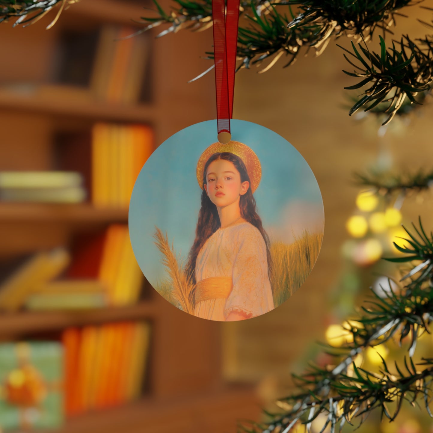 Saint Faith Metal Ornament - Religious Holiday Christmas Ornament and Keepsake - Prayer Ornament - Catholic Christmas Gift