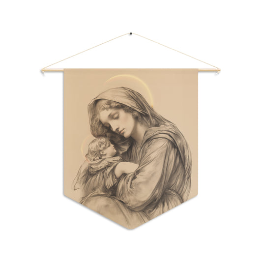 Grace Unveiled - The Nativity of the Virgin Mary Pennant / Banner / Wall Hanging - Prayer room art - 18" x 21" - Catholic prayer Religious