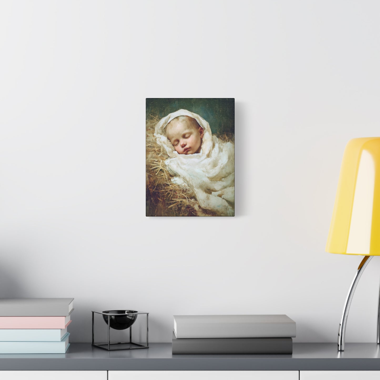 The Christ Child Resting in the Silence of the Manger - Gallery Wrapped Canvas - Print - Religious Art for your Home - Catholic Art Print