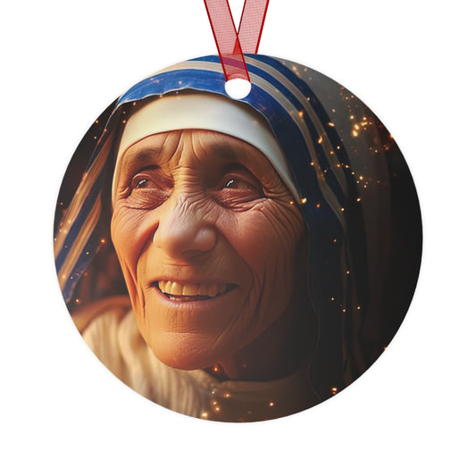 Saint Teresa of Calcutta - Mother Teresa Metal Ornament - Religious Holiday Christmas Ornament and Keepsake - Double sided