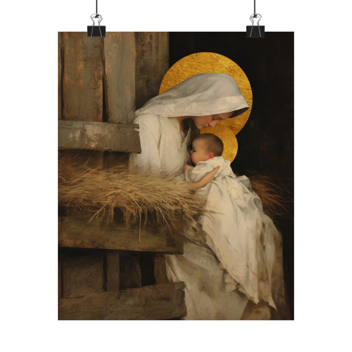 Our Lady of the Manger - Mother Mary and the Christ Child - Sanctified Souls Print - Multiple Sizes - Premium Matte Vertical Posters