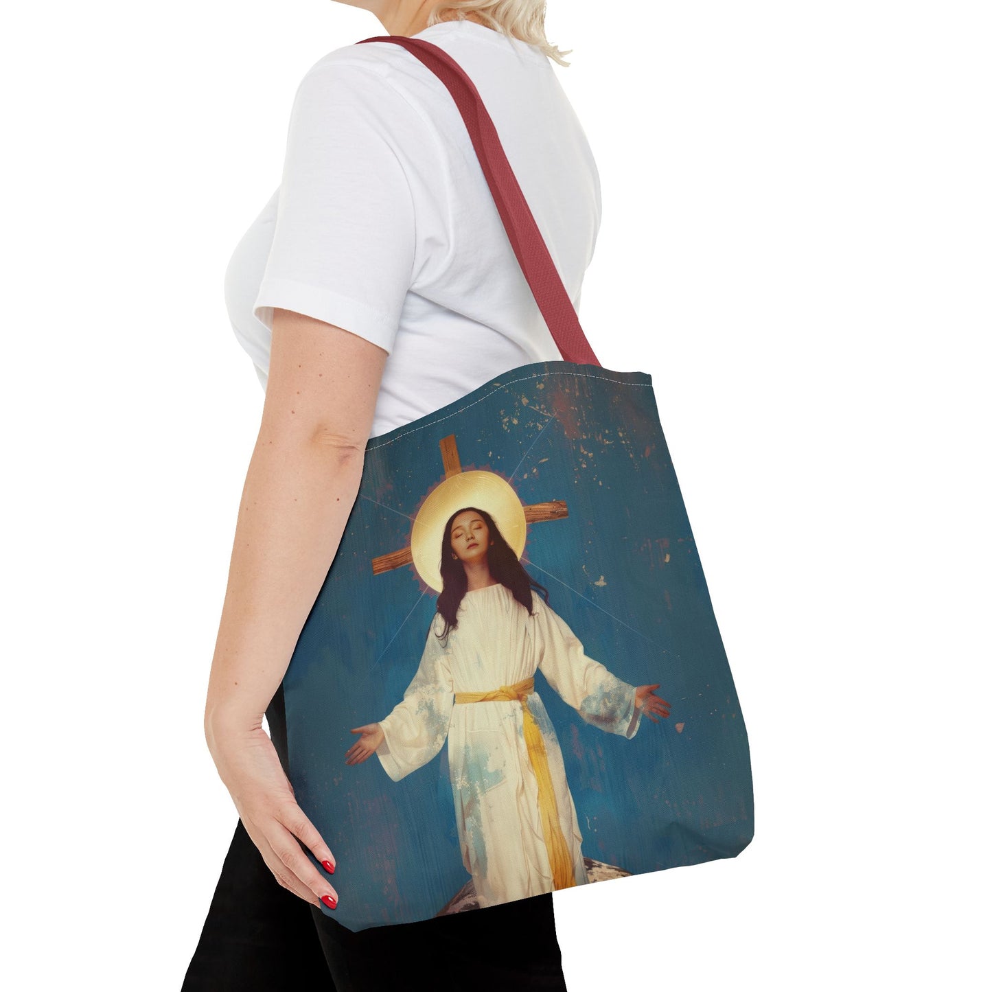 Our Lady of Akita - Mother Mary - Tote Bag - Large Medium Small Faith Art Bag - Re-usable Tote Purse - Double Sided