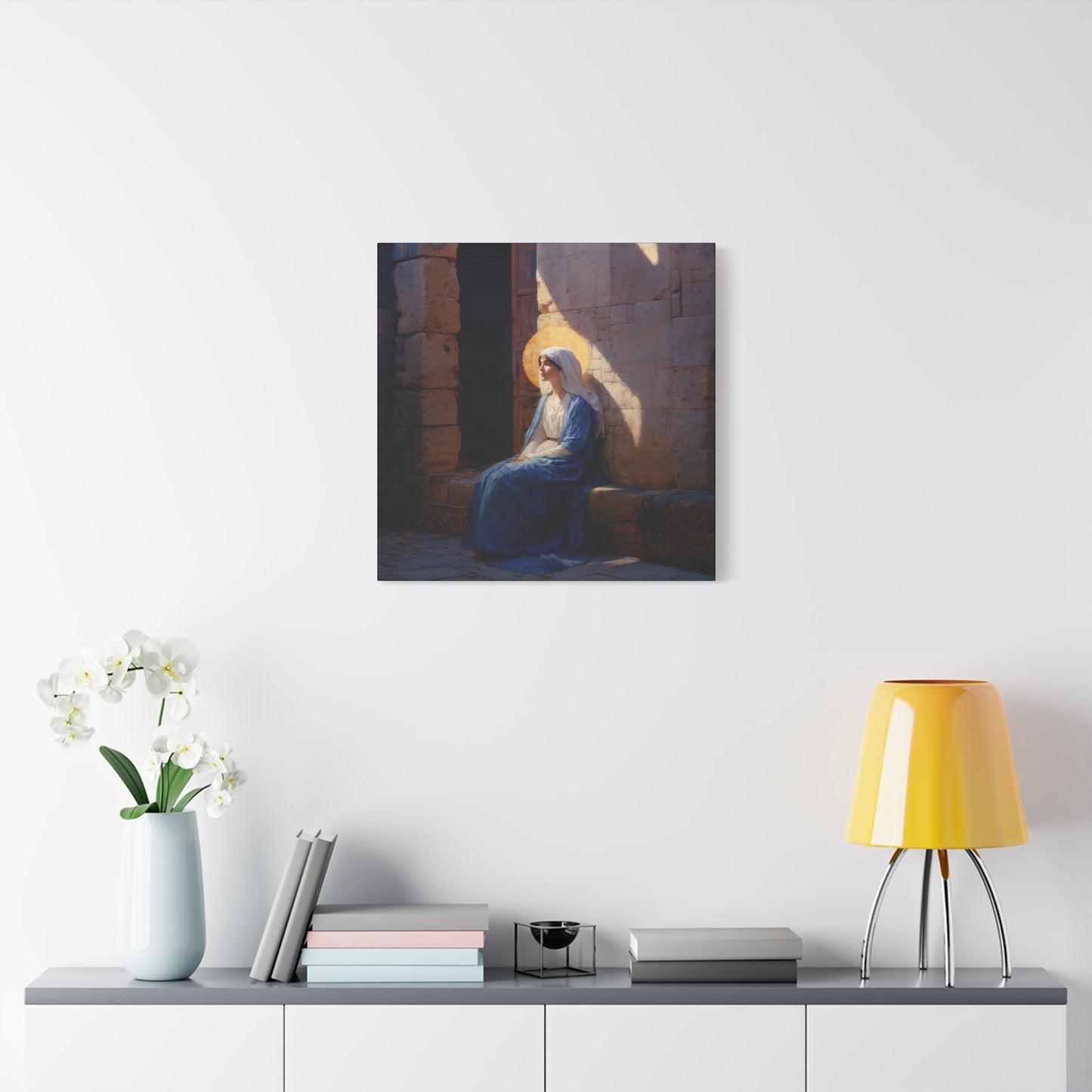 The Quiet Fiat That Split the Darkness, Mary's Yes - Gallery Wrapped Canvas - Print - Religious Art for your Home - Catholic Art