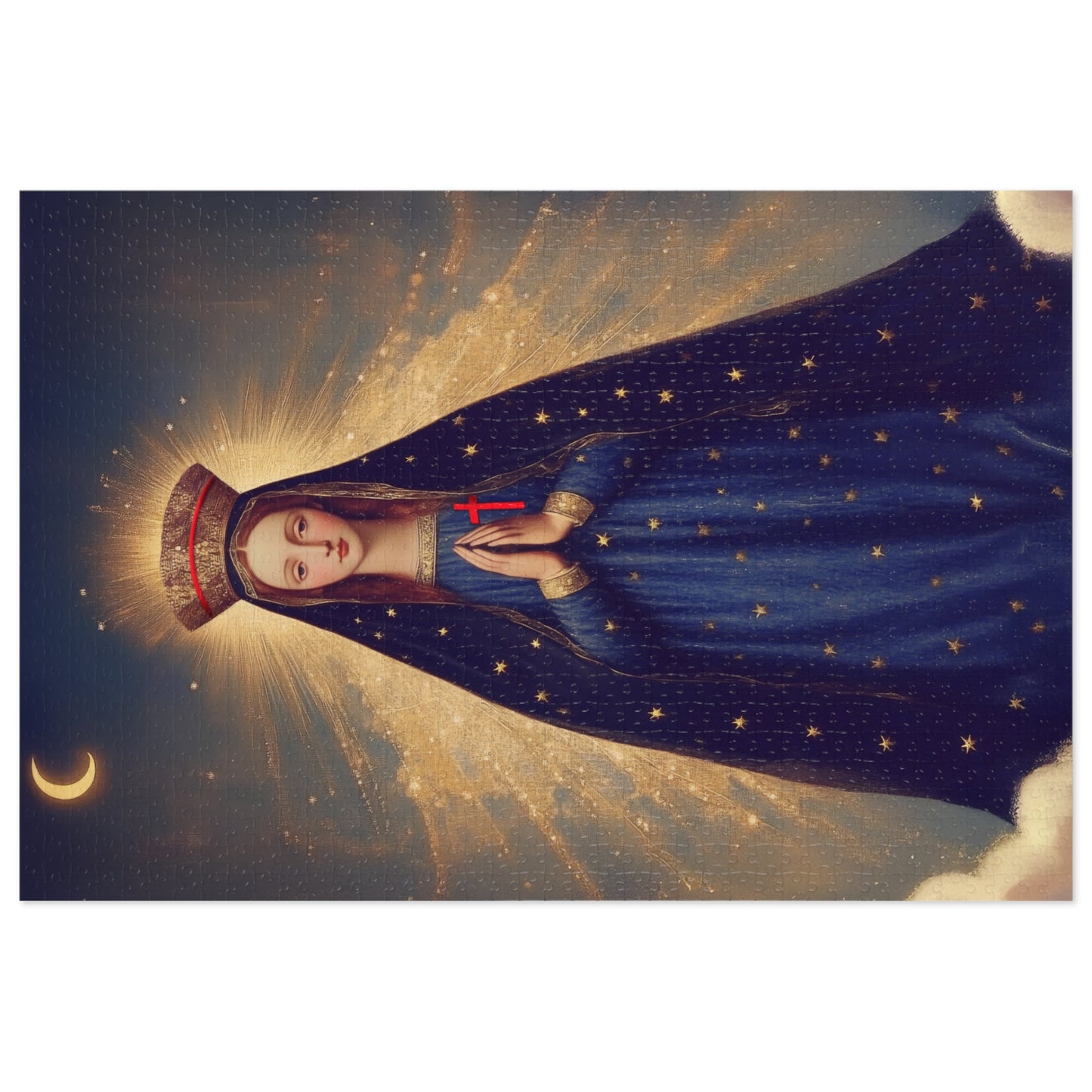Our Lady of Pontmain - Puzzle and Tin - Religious Jigsaw Puzzle (30, 110, 252, 500,1000) - Gift Catholic Families - Mother Mary Art