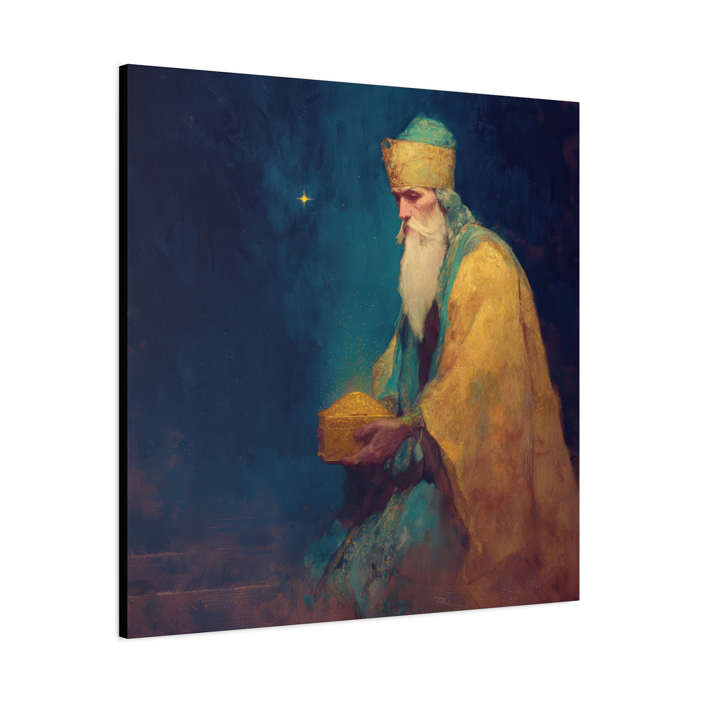 Caspar and the Offering of Worship - 3 Wise Men - Gallery Wrapped Canvas - Print - Religious Art for your Home - Catholic