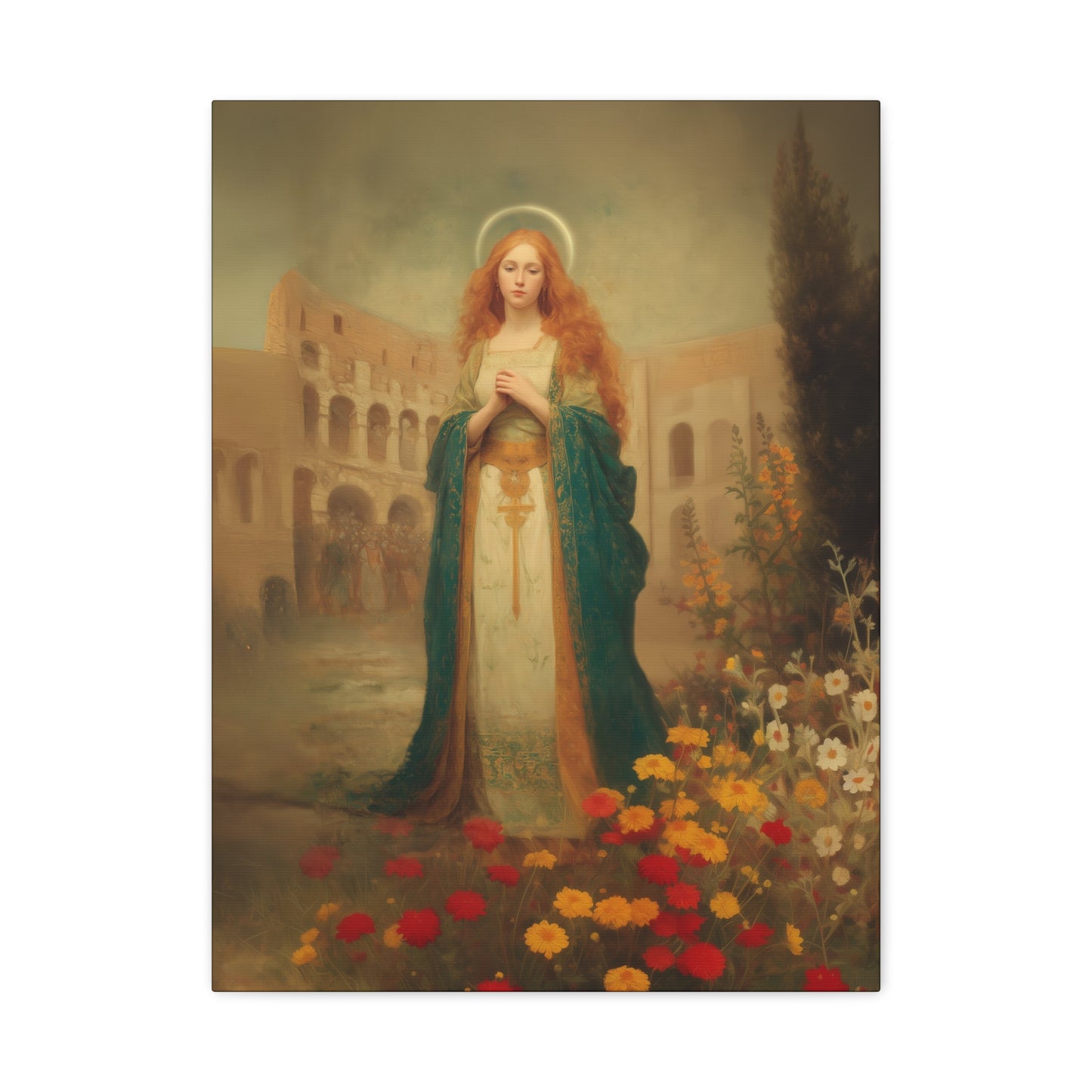 Saint Justina - Multiple Sizes - Catholic Home art - Museum Wrapped Canvas - Sanctified Souls Print - Catholic Martyr Art