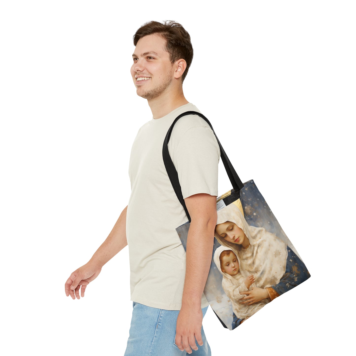 Winter's Grace : Our Lady of the Snows Tote Bag - Catholic faith inspired carry-all purse - day to day bag - Double Sided