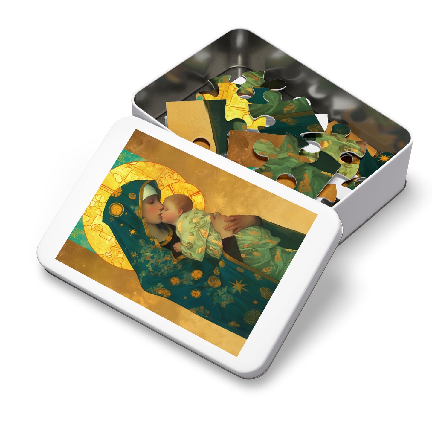 Peaceful Refuge - Mary and the Christ Child - Puzzle and Keepsake Tin - Religious (30, 110, 252, 500,1000) - Catholic Families