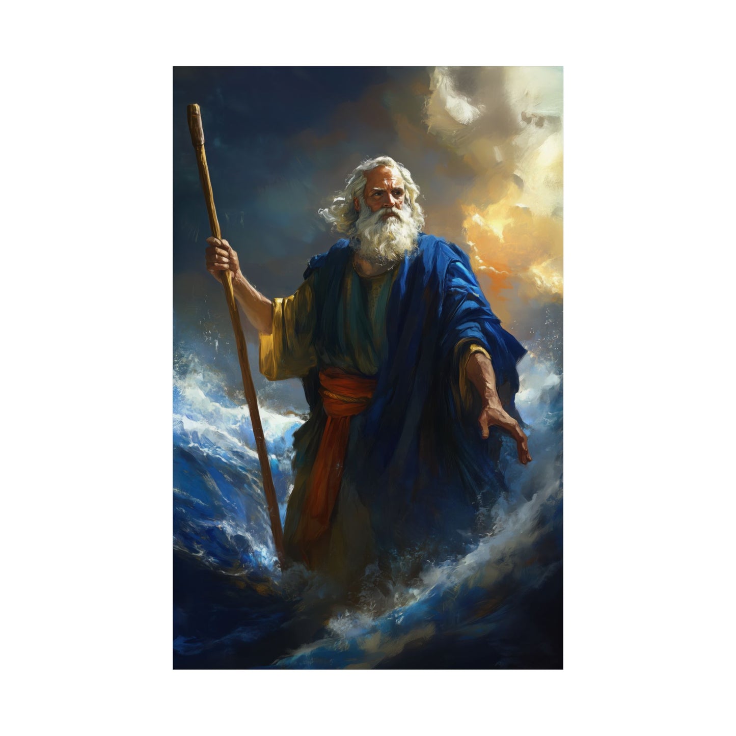 Moses Before the Trembling Sea - Sanctified Souls Print - Multiple Sizes - Premium Matte Vertical Posters