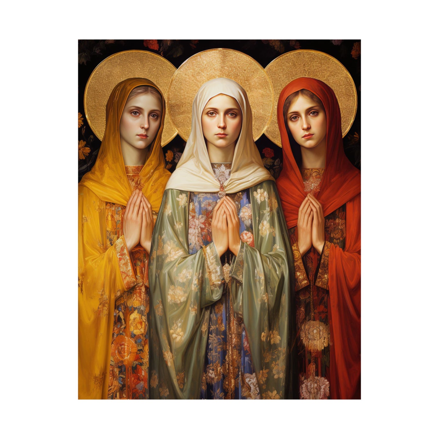 Saints Metrodora, Nymphodora and Menodora - Sanctified Souls Print - Multiple Sizes - Premium Matte Vertical Posters