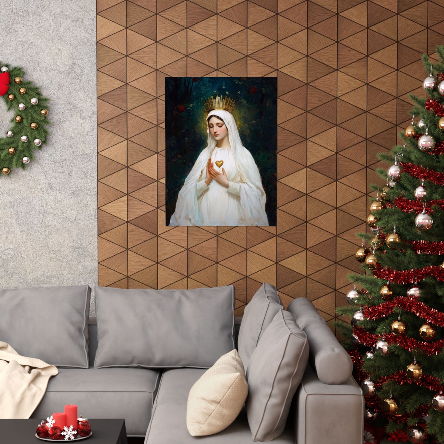 Our Lady of Beauraing - Our Lady of the Golden Heart - Marian Art - Sanctified Souls Print - Multiple Sizes - Premium Vertical Posters