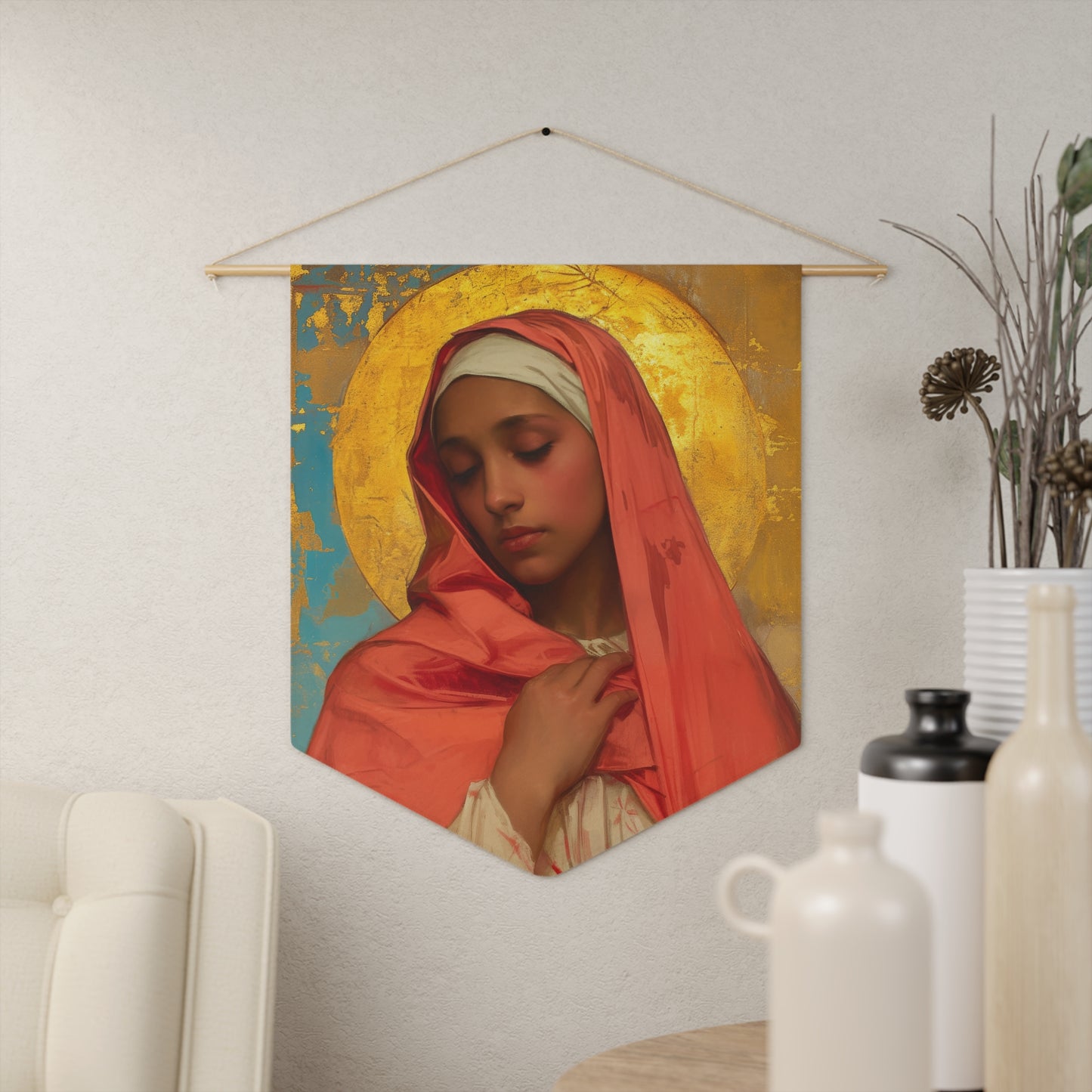 Saint Lea of Rome Wall Banner / Wall Hanging - Prayer room art - Catholic - Large Saint Art - 18" x 21"