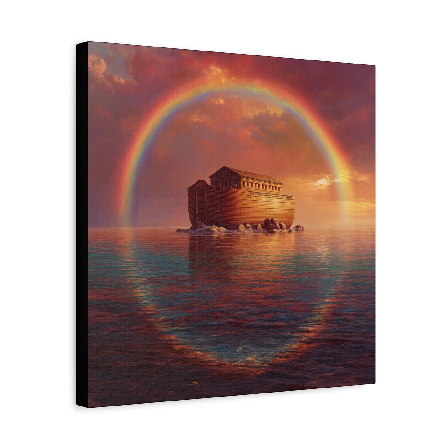 Sheltered Beneath the Covenant Sky - Noah's Ark - Gallery Wrapped Canvas - Print - Religious Art for your Home - Catholic