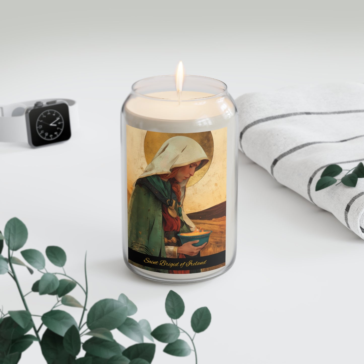 Saint Brigid of Ireland / Kildare - Scented Prayer Candle, 13.75oz -  Candle - Catholic Art - prayer room Scented Candle - Religious Saint