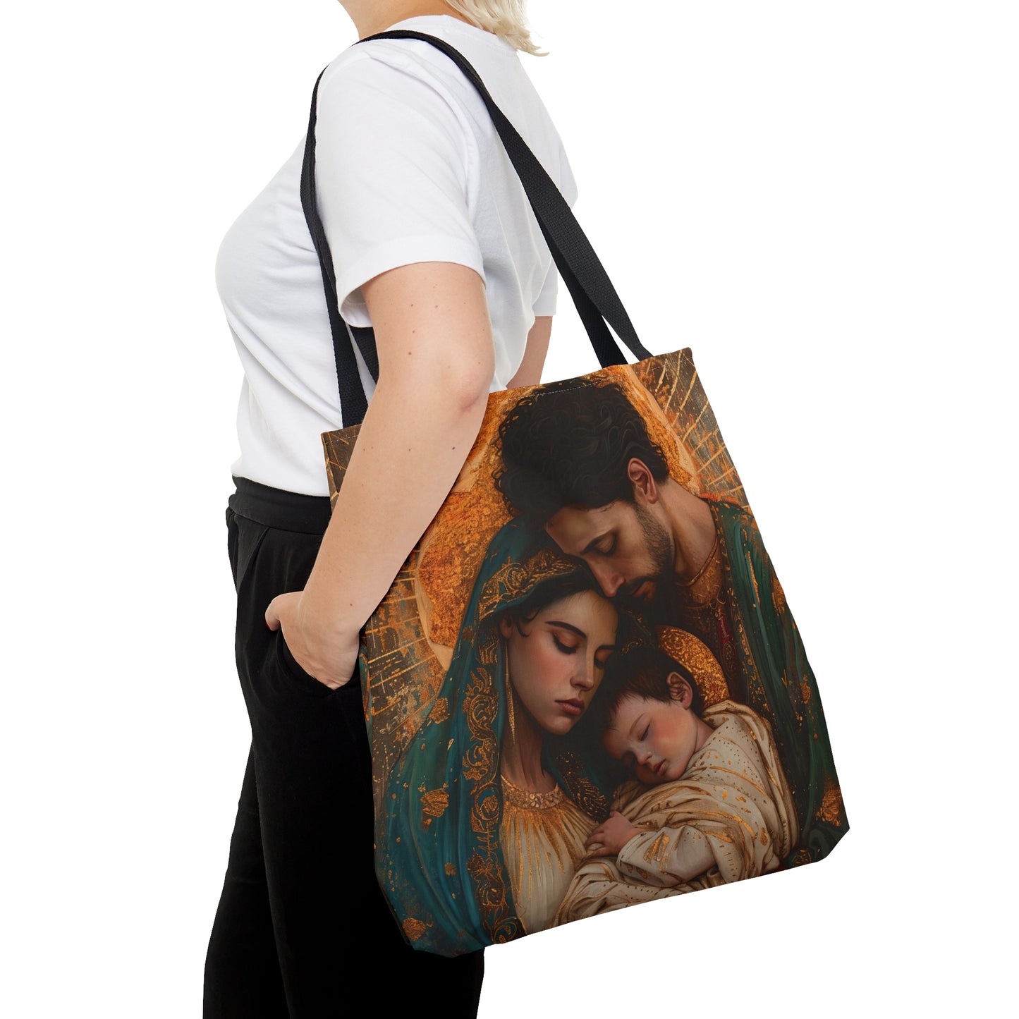 Divine Harmony - The Holy Family Tote Bag - Purse - Three sizes - Large Medium Small Art Bag - Catholic faith carry-all purse - Double Sided