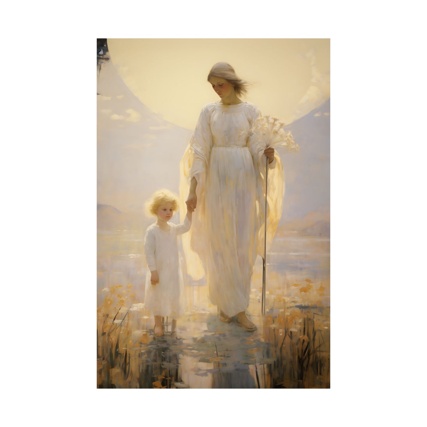 Serenity in Motherhood Print - Sanctified Souls Print - Multiple Sizes - Matte Poster - Mother's Print - Art for Nursery - Mother & child