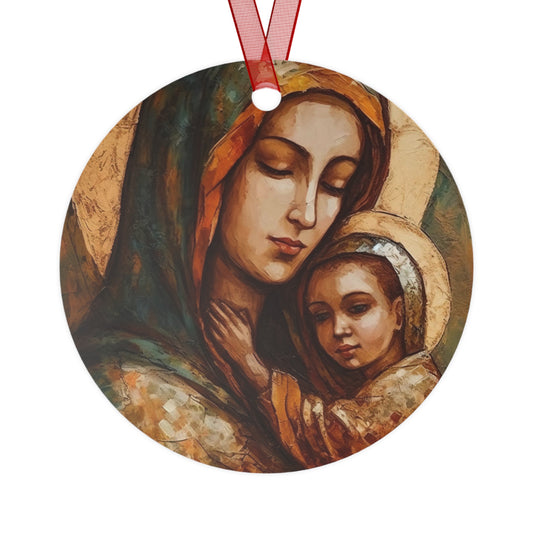 Mother's Blessing - Virgin Mary and the Christ Child - Metal Ornament - Religious Holiday Christmas Ornament - Prayer Keepsake - Catholic