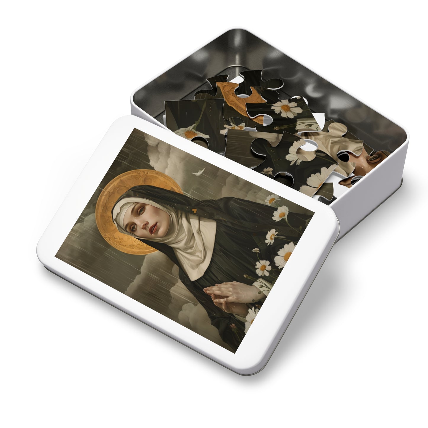Saint Scholastica - Puzzle and Keepsake Tin - Religious Jigsaw Puzzle (30, 110, 252, 500,1000-Piece) - Religious Puzzle