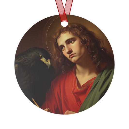 Saint John the Apostle Metal Ornament - Religious Holiday Christmas Ornament and Keepsake - Double sided - Prayer Ornament
