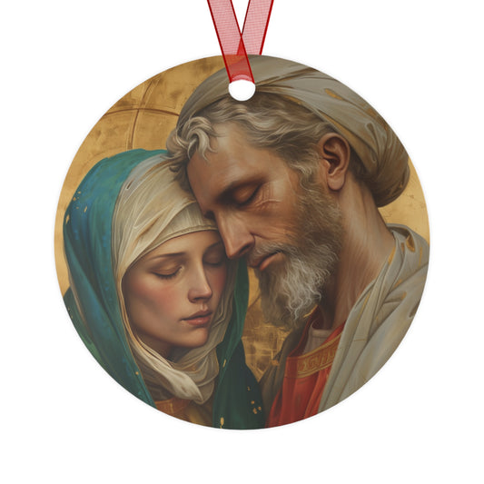 Saints Peter and Fevronia of Murom Metal Ornament - Religious Holiday Christmas Ornament and Keepsake - Double sided