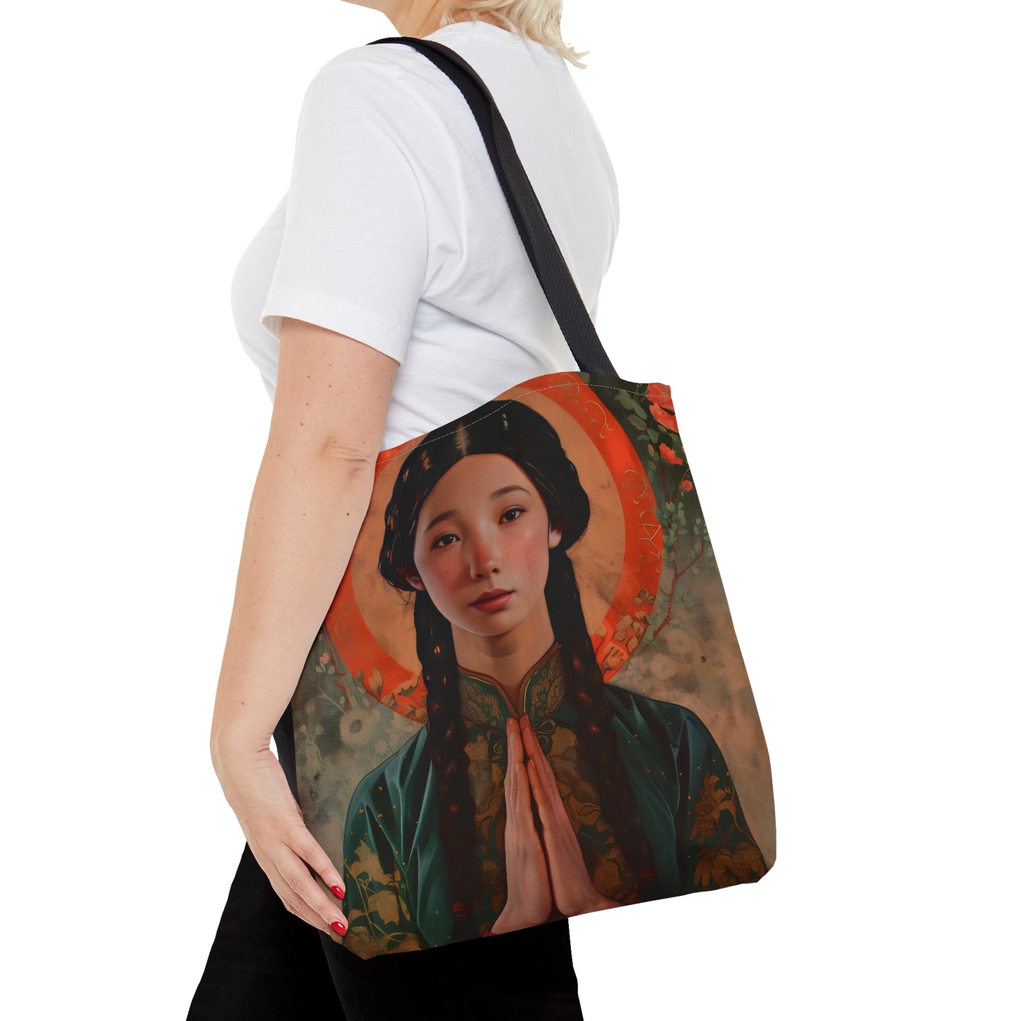 Saint Anna Wang Tote Bag - Purse - Three sizes - Faith Art Bag - Catholic faith inspired carry-all purse - Double Sided
