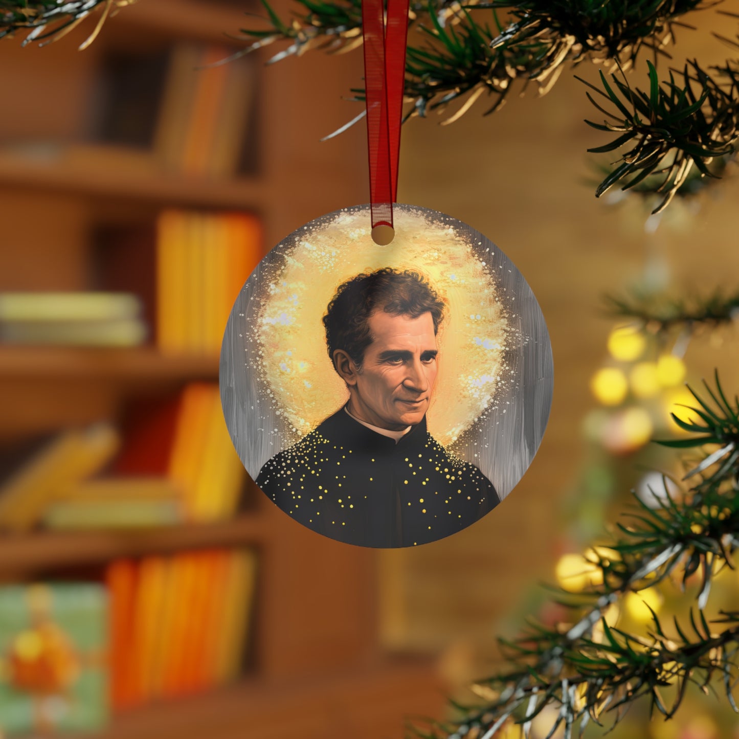 Saint John Bosco / Don Bosco Metal Ornament - Religious Holiday Christmas Ornament and Keepsake - Double sided - Prayer Ornament