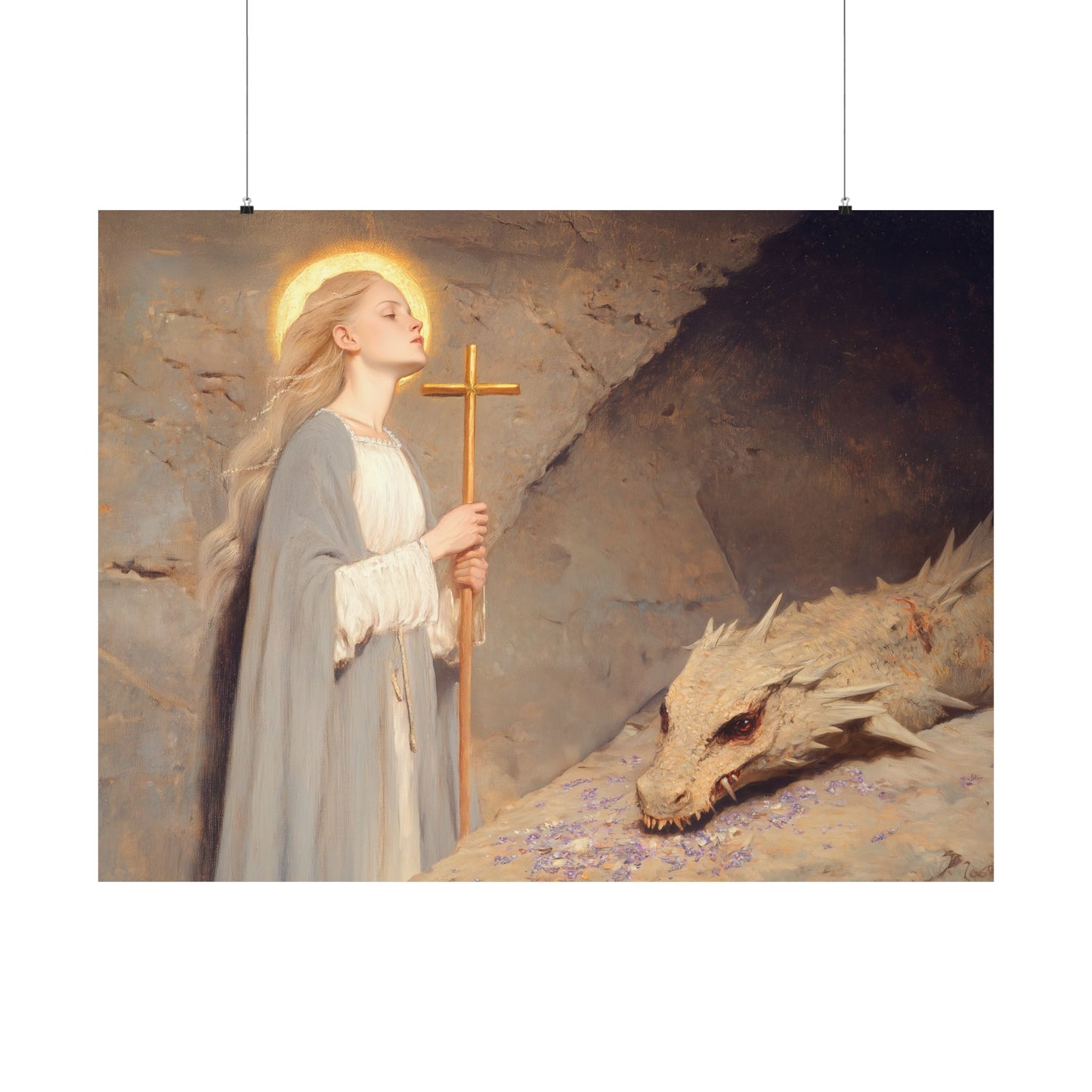 Saint Margaret of Antioch - Sanctified Souls Print - Multiple Sizes - Premium Posters - Catholic Art - Christian Home Decor Artwork