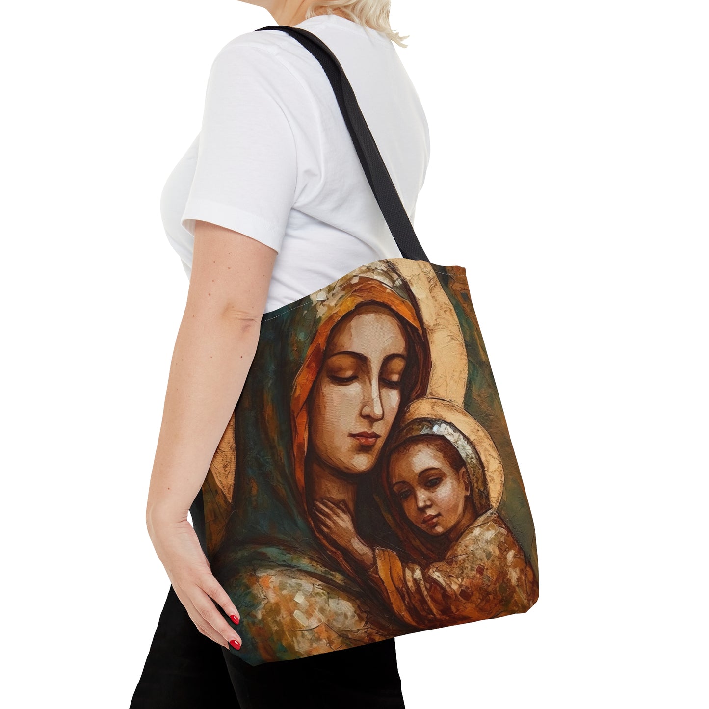 Mother's Blessing - Virgin Mary and the Christ Child Tote Bag - Large Medium Small Faith Art Bag - Re usable Tote Purse - Catholic Art Bag