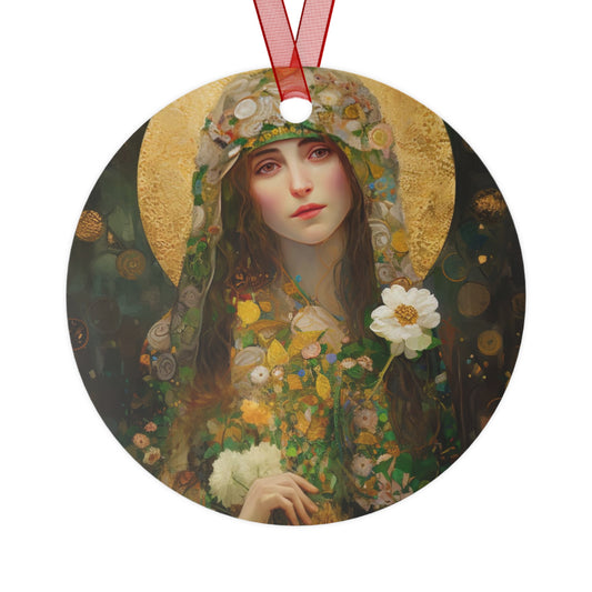 Saint Regina Metal Ornament - Religious Holiday Christmas Ornament and Keepsake - Double sided