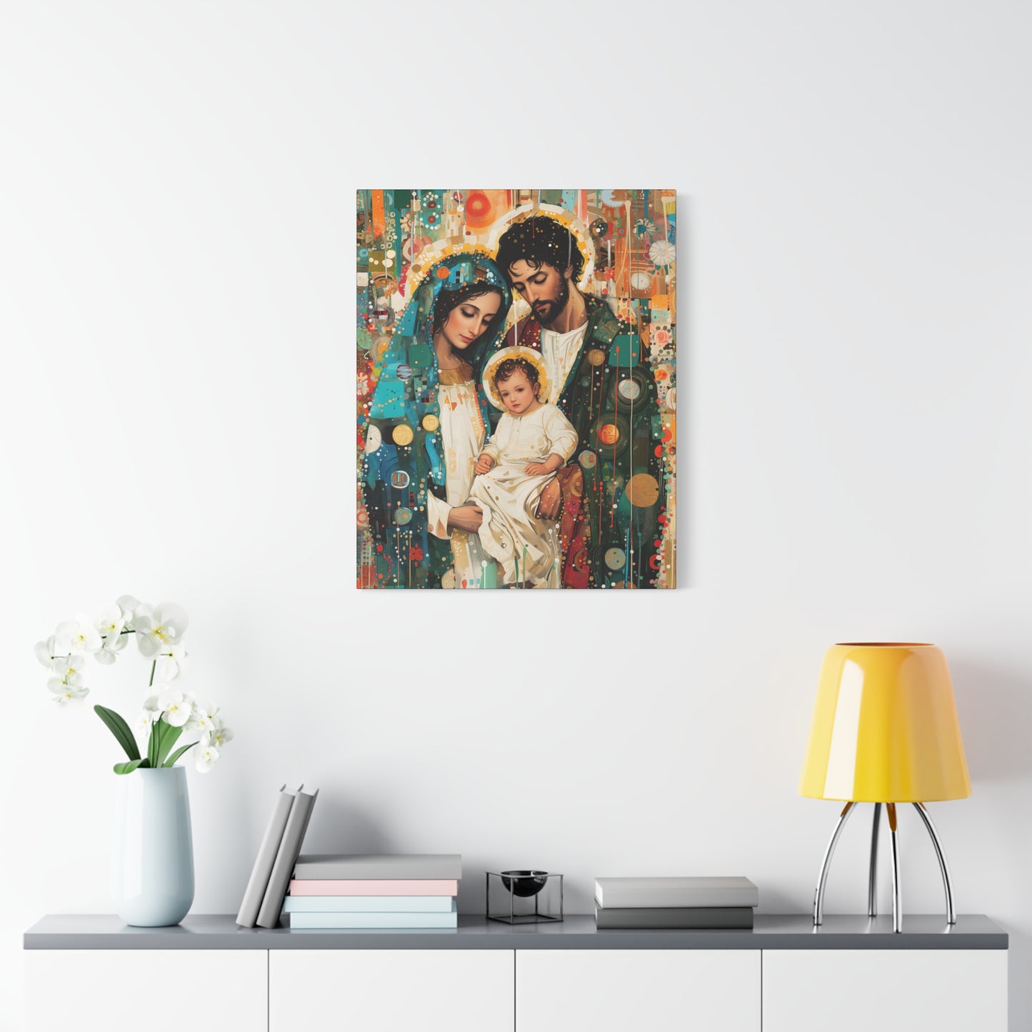 Eternal Light - Mary, Joseph, and the Christ Child - Museum Wrapped Canvas - Sanctified Souls Print - Religious Art - Holy Family Art