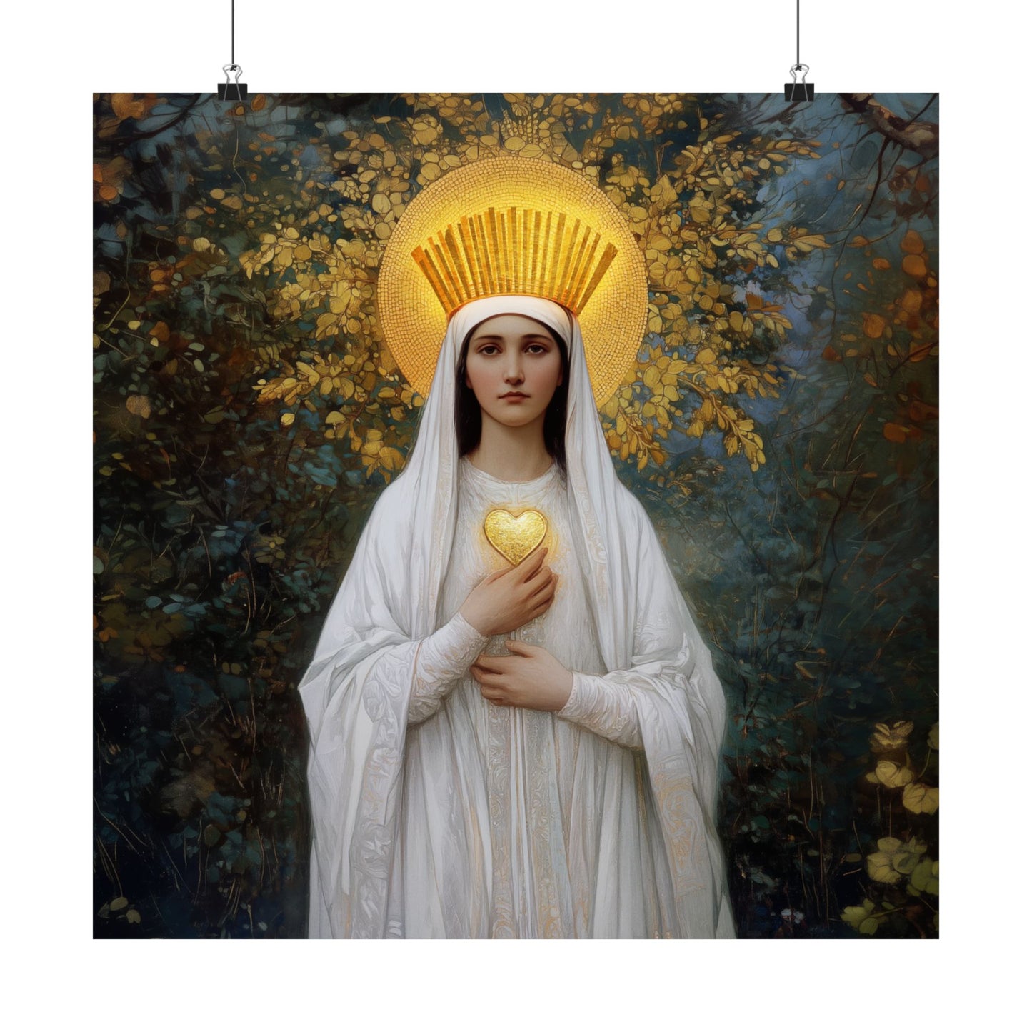 Our Lady of Beauraing - Our Lady of the Golden Heart - Marian Art - Sanctified Souls Print - Multiple Sizes - Premium Vertical Posters