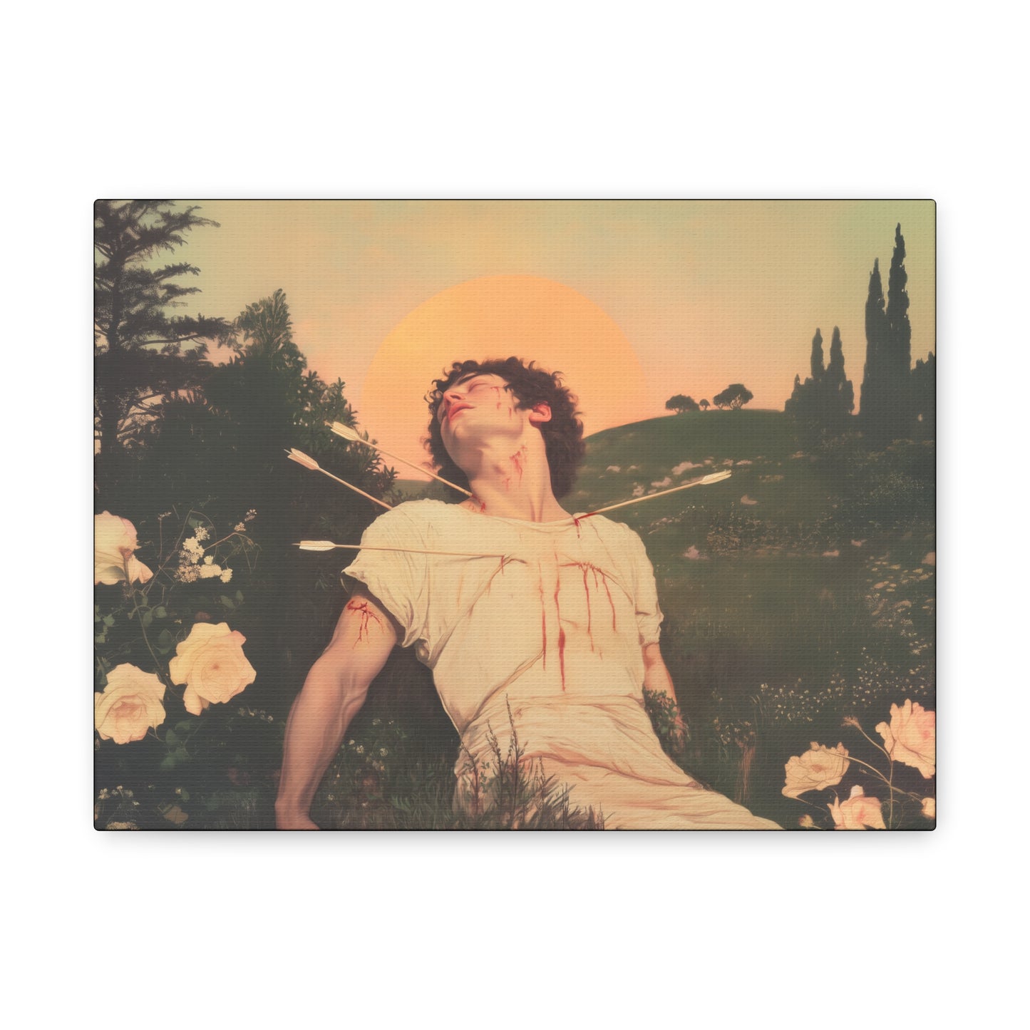 Saint Sebastian -  Museum Wrapped Canvas - Sanctified Souls Print - Religious Art for your Home - Catholic Patron Saint Art