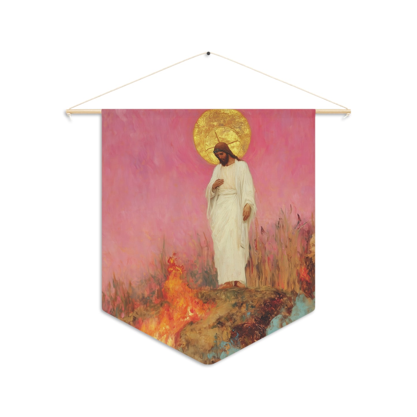 The Stone Cracked Beneath His Feet Pennant / Banner / Wall Hanging - Prayer room art - Catholic Home - 18" x 21"